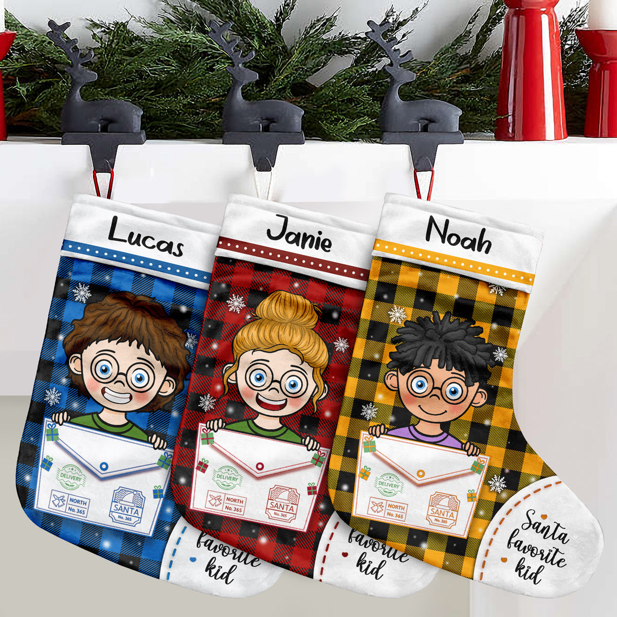 Santa's Favorite Kid - Happy Christmas - Personalized Christmas Stocking.