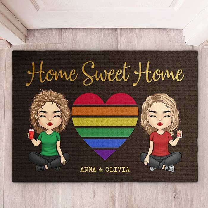 There Is No Place Like Home - Personalized Decorative Mat - Gift For Couples, Husband Wife