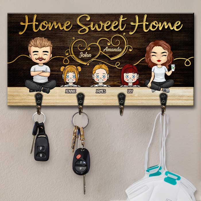 Home Sweet Home Personalized Key Ring Holder for Wall Key 