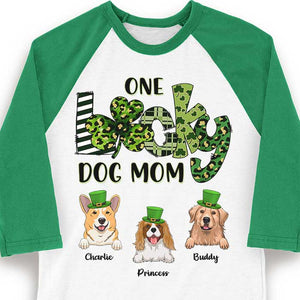 One Lucky Dog Mom - Personalized St. Patrick's Day Unisex Raglan Shirt.