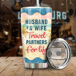 Travel Partners For Life - Personalized Tumbler - Gift For Couples, Husband Wife