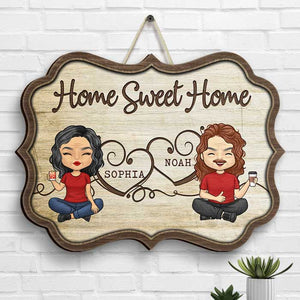 Home Sweet Home - Gift For Couples, Husband Wife - Personalized Shaped Wood Sign