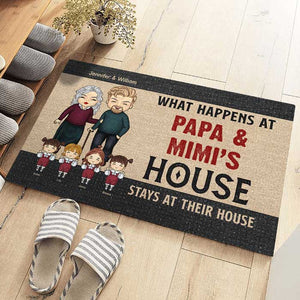 What Happens At Grandpa & Grandma's House - Gift For Couples, Husband Wife - Personalized Decorative Mat