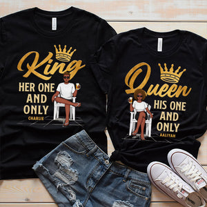 His One And Only Queen - Personalized Matching Couple T-Shirt - Gift For Couple, Husband Wife, Anniversary, Engagement, Wedding, Marriage Gift