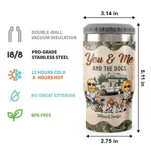 Camping Couple & Cool Dogs - Personalized Can Cooler - Gift For Couples, Gift For Camping Lovers