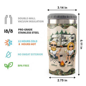 Camping & Making Memories - Personalized Can Cooler - Gift For Couples, Gift For Camping Lovers