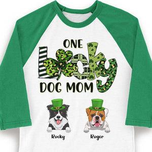 One Lucky Dog Mom - Personalized St. Patrick's Day Unisex Raglan Shirt.