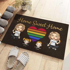 Our Home Sweet Home With Kids & Pets - Personalized Decorative Mat - Gift For Couples, Gift For Pet Lovers