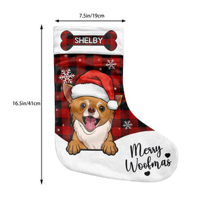 Meowy Christmas & Merry Woofmas - Christmas Dogs & Smiling Cats - Personalized Christmas Stocking.