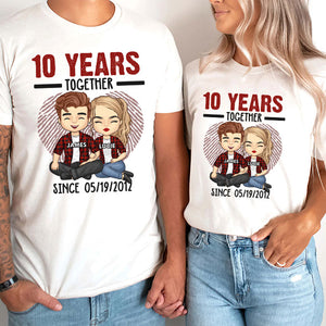 Many Years Together Since - Personalized Matching Couple T-Shirt - Gift For Couple, Husband Wife, Anniversary, Engagement, Wedding, Marriage Gift