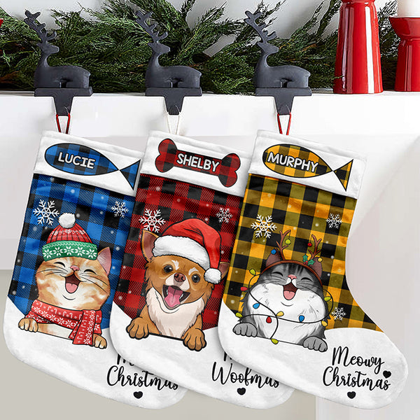 Vintage Watercolor Pug Christmas Stocking Can be Personalized