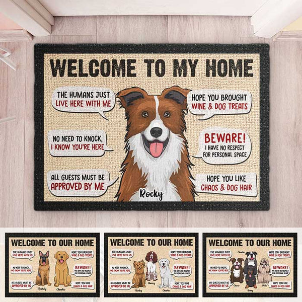 Welcome To My House Love Dogs - Personalized Shaped Door Mat, Dog Cust -  newsvips