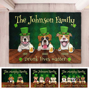 Family Celebrate Saint Patrick's Day - Drunk Lives Matter - Personalized Decorative Mat.