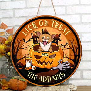Happy Halloween - Lick Or Treat - Funny Personalized Door Sign.
