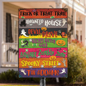 Trick Or Treat Trail - Personalized Metal Sign.