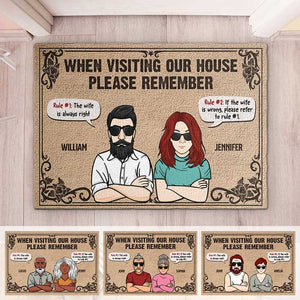 The Wife Is Always Right, House Rules - Gift For Couples, Personalized Decorative Mat.