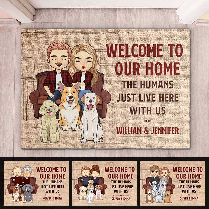 Personalized Pet Welcome To Our Home The Humans Just Live Here With Us  Doormat, Personalized Dog And Cat Doormat, Pet Welcome Mat, Unique Pet  Lover Gift, Personalized Pet Doormat - Viralcitron