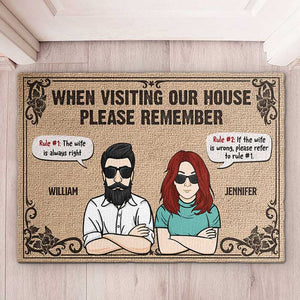 The Wife Is Always Right, House Rules - Gift For Couples, Personalized Decorative Mat.