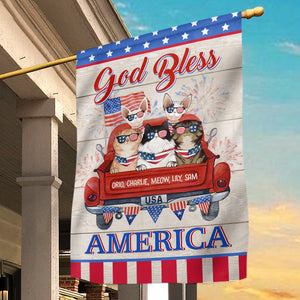 God Bless America - 4th Of July Decoration - Personalized Cat Flag.