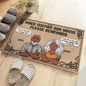 The Wife Is Always Right, House Rules - Gift For Couples, Personalized Decorative Mat.