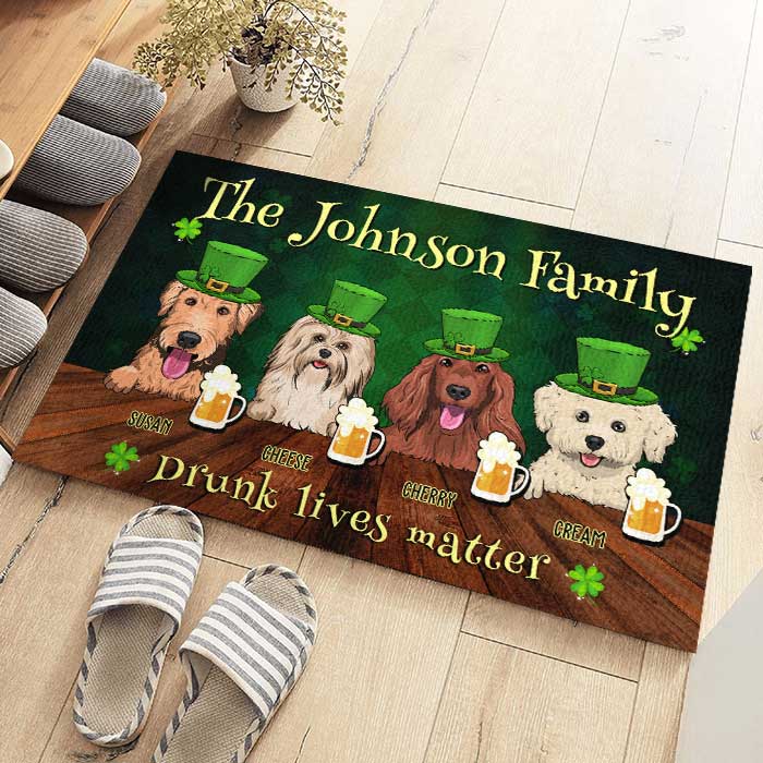 Family Celebrate Saint Patrick's Day - Drunk Lives Matter - Personalized Decorative Mat.
