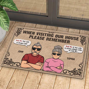 The Wife Is Always Right, House Rules - Gift For Couples, Personalized Decorative Mat.