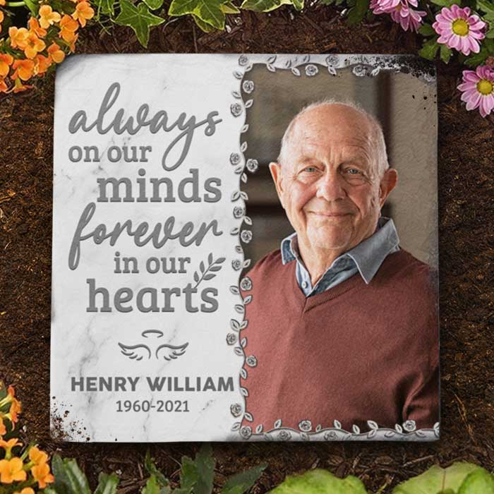 Always On Our Minds Forever In Our Hearts - Personalized Memorial Stone, Human Grave Marker - Upload Image, Memorial Gift, Sympathy Gift
