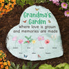 Jardin de grand-mère où l'amour grandit et où les souvenirs se créent - Pierre de jardin personnalisée - Cadeau pour grand-mère et grands-parents