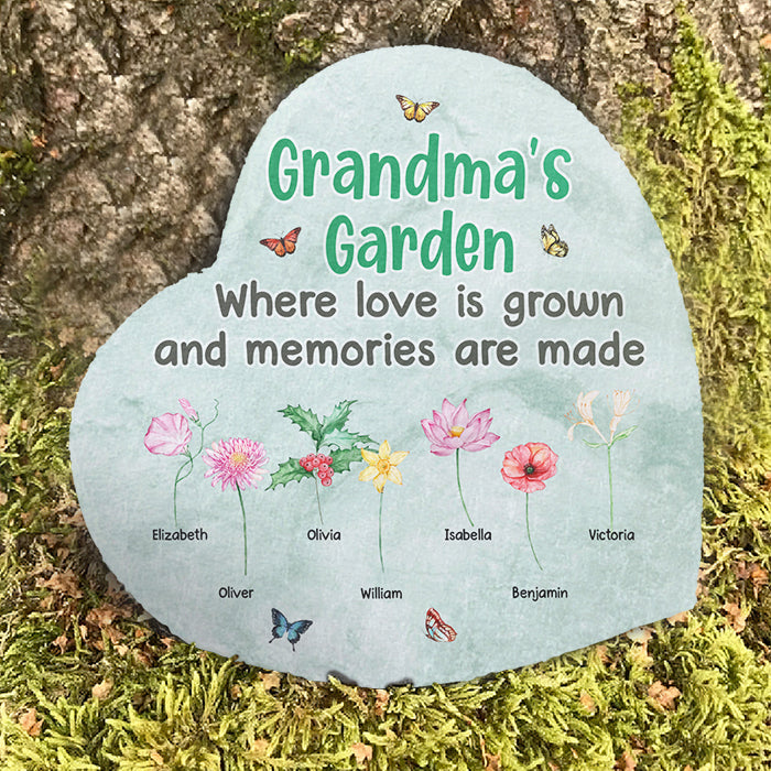 Grandma Garden Where Love Is Grown And Memories Are Made - Personalized Garden Stone - Gift For Grandma, Grandparents