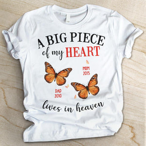 A Big Piece Of My Heart Lives In Heaven - Personalized Custom Unisex T-shirt.