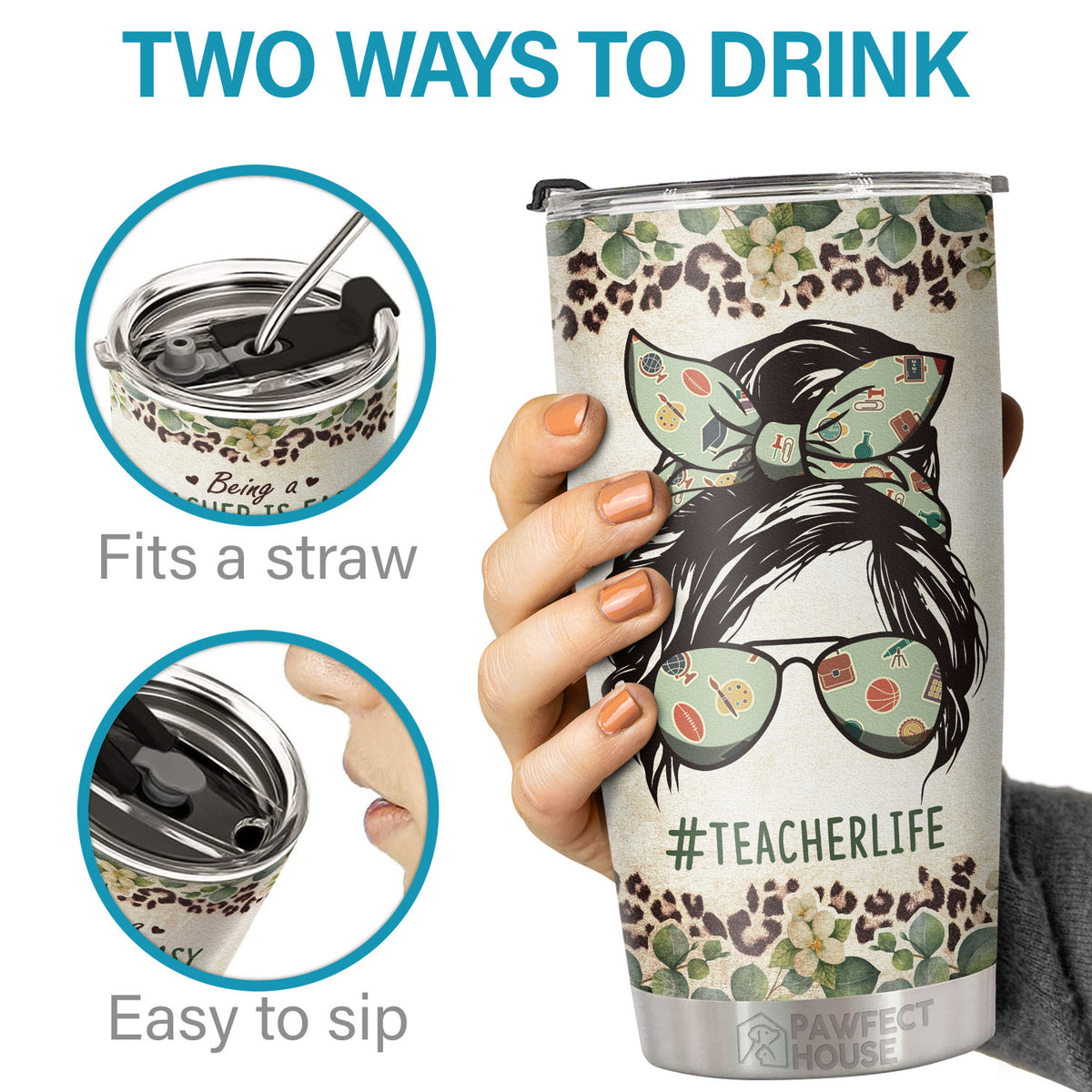 Être enseignant, c'est facile, c'est comme faire du vélo - Tumbler - Appréciation, remise des diplômes, retraite, cadeau de remerciement pour enseignant, cadeau d'enseignant des étudiants