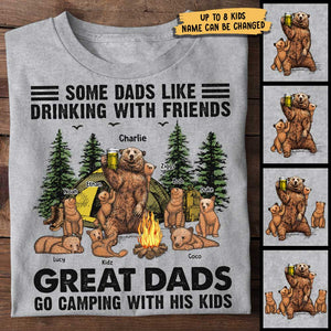 Great Dads Go Camping With His Kids - Personalized Unisex T-Shirt, Father's Day Gift, Custom Gift For Dog Lovers.