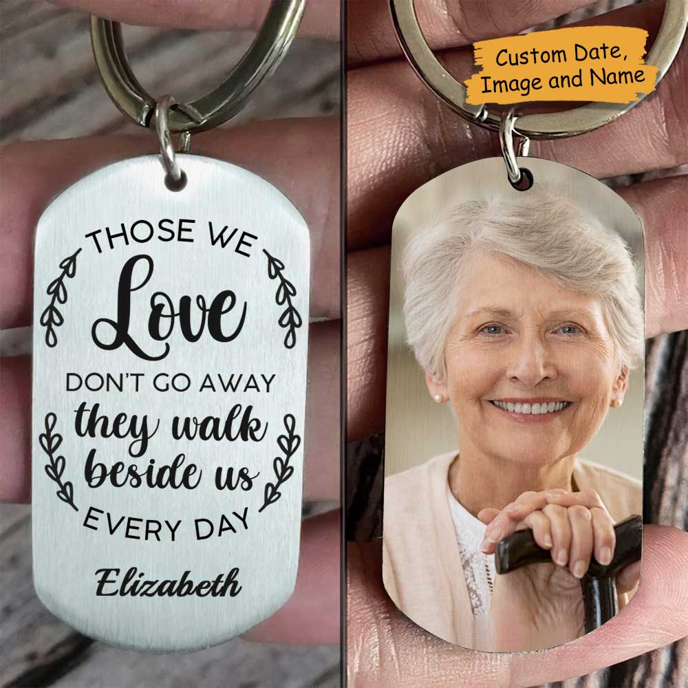 Those We Love Walk Beside Us Every Day - Upload Image, Personalized Keychain.