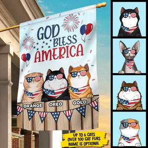 God Bless Our America - 4th Of July Decoration - Personalized Cat Flag.
