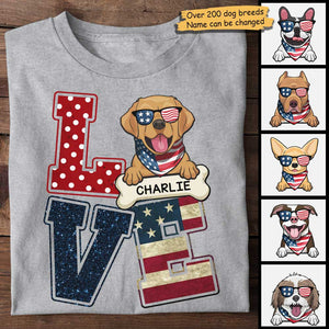The Love For Dogs - Gift For 4th Of July - Personalized Unisex T-Shirt.
