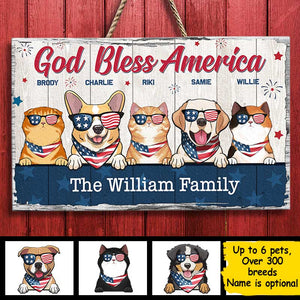 God Bless America - 4th Of July Funny Personalized Pet Rectangle Sign.