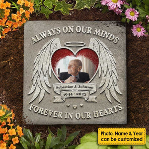 Always On Our Minds & Forever In Our Hearts - Personalized Memorial Stone, Human Grave Marker - Upload Image, Memorial Gift, Sympathy Gift