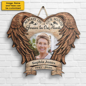 Always On Our Minds, Forever In Our Hearts - Upload Image, Husband Wife, Personalized Shaped Wood Sign.
