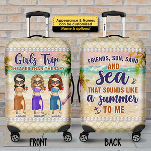 Friends Sun Sand And Sea - Gift For Bestie, Personalized Luggage Cover