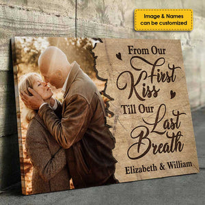 From Our First Kiss - Personalized Horizontal Canvas - Upload Image, Gift For Couples, Husband Wife