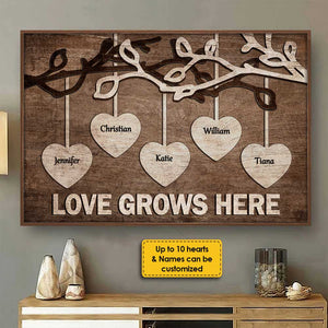 Love Grows Here - Personalized Horizontal Poster - Gift For Grandparents