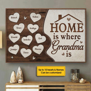 Home Is Where Mom Is - Gift For Mom, Grandma - Personalized Horizontal Poster.