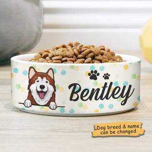 Colorful Dot, Gift For Dog Lovers - Personalized Custom Dog Bowls.