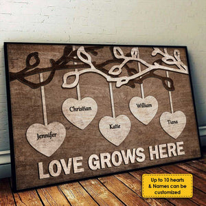 Love Grows Here - Personalized Horizontal Poster - Gift For Grandparents