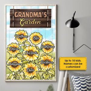 Grandma's Garden Sunflower - Personalized Vertical Poster.