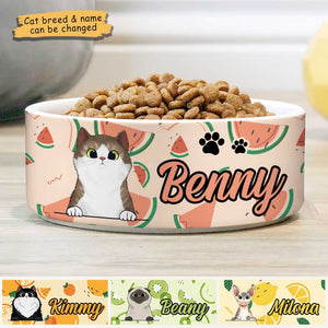 Summer Fruit, Gift For Cat Lovers - Personalized Custom Cat Bowls.