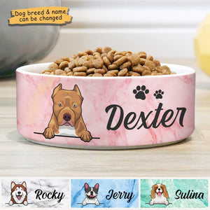 Pink White Green Blue Marble, Gift For Dog Lovers - Personalized Custom Dog Bowls.