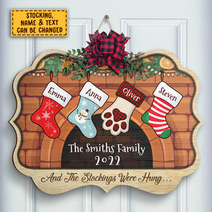 Christmas Stockings Hanging - Personalized Shaped Door Sign