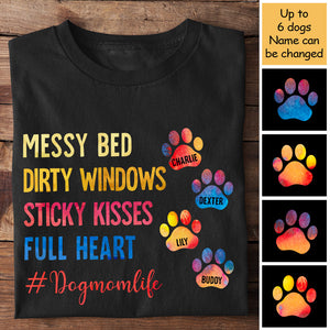 Sticky Kisses Full Heart - Dog Mom Life - Personalized Unisex T-Shirt.