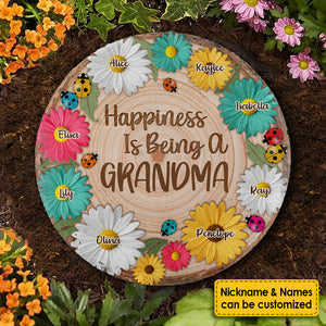 Le bonheur, c'est d'être grand-mère - Pierre de jardin personnalisée - Cadeau pour grand-mère et grands-parents